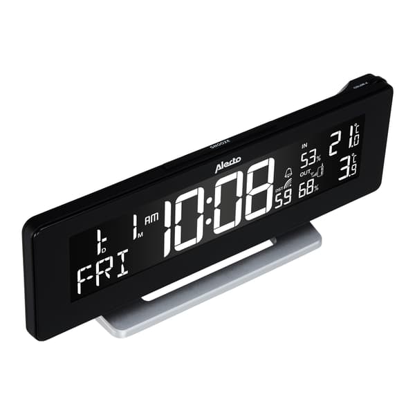 Digital väckarklocka med väderstation, färgdisplay