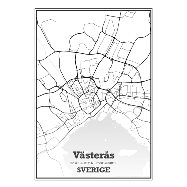 Västerås Stad Karta Poster - 30x40 cm