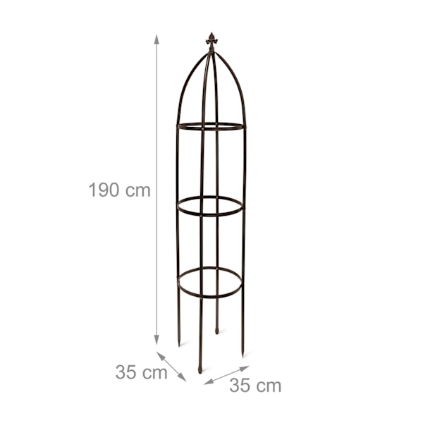 Trellisobeliski metallinruskea 190 cm