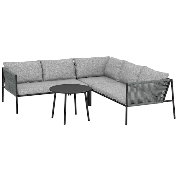 Havemøbelsæt polyrattan loungesæt med hjørnesofa bordhynder vejrbestandig siddegruppe til 6 personer udendørs altanmøbelsæt havelounge havemøbler til