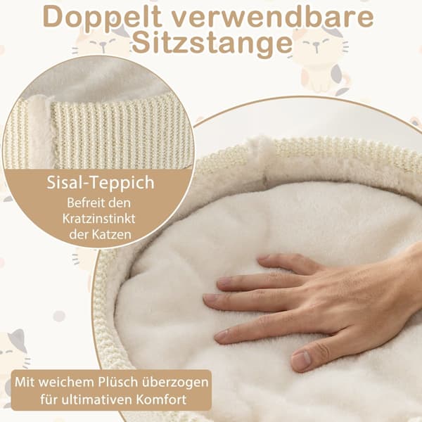 Kradsetræ med hængekøje, 3 platforme, sisal tæppe, 120 cm