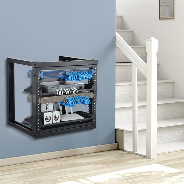 9U väggmonterat serverrack, 19-tums öppen ram, 150 lb