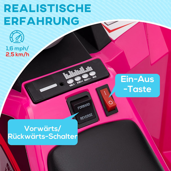 Elektrisk Børne-Quad, Mini-El-Quad Med Frem- Og Bakfunktion, 6 V Elbil Til Børn 1,5-3 År, 2,5 Km/T, Pink