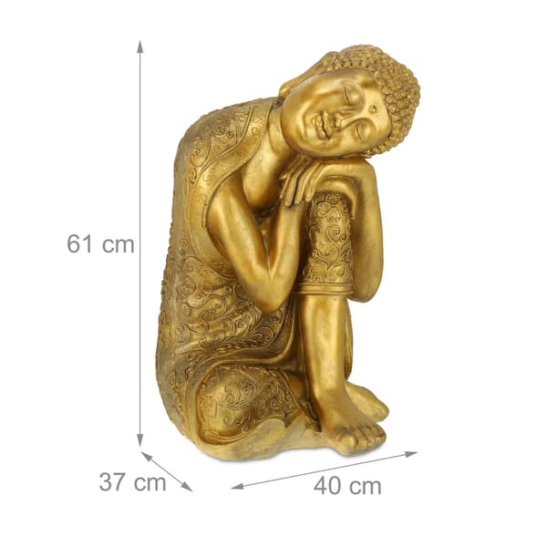 Buddha statue med hoved på knæ