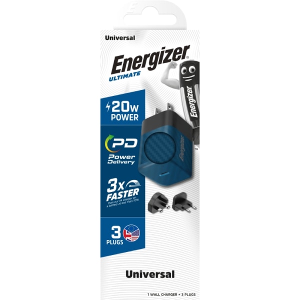 Energizer Ultimate - Multiplug EU / UK / US GaN 20W PD netoplade