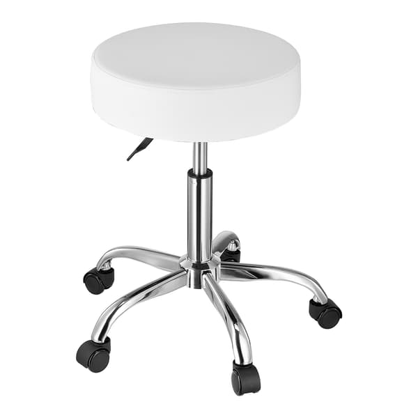 Rullpall med hjul, 180 kg, justerbart PU-läder, vit