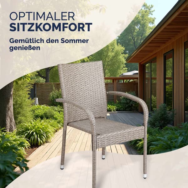 Stapelbara rottingstolar Comfort set om 4 krämfärgade