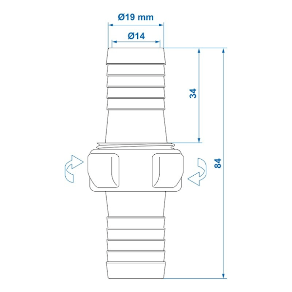 Vattenslangkoppling 19mm per styck