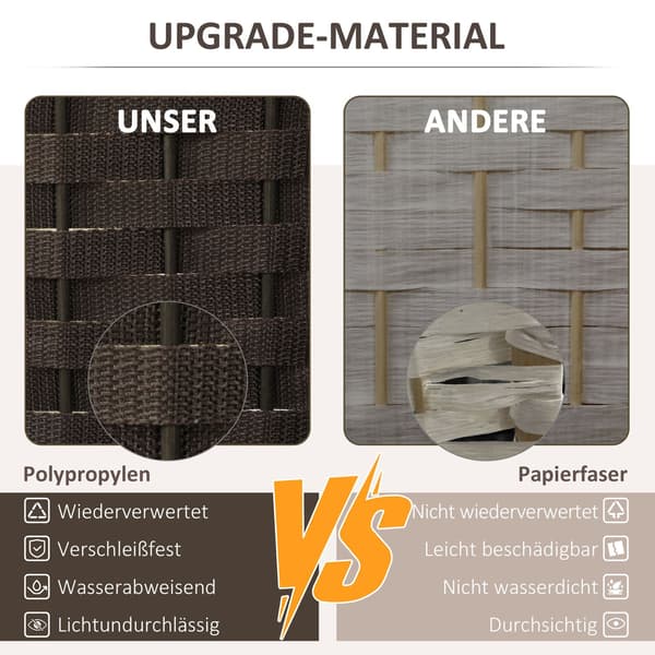 6-panels fällbar rumsavdelare, brun, polypropen