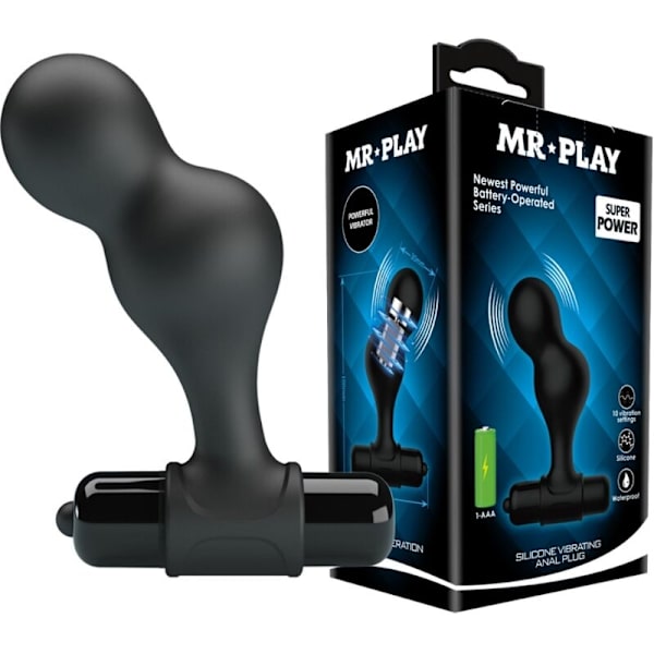 Mr Play - Sort Silikone Vibrator Anal Plug