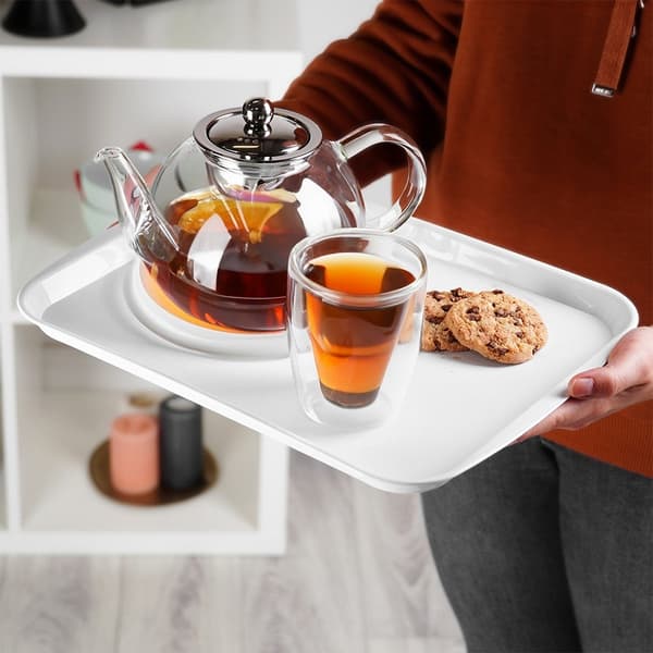 Hvid Plast Serveringsbakke 35,5x27 cm