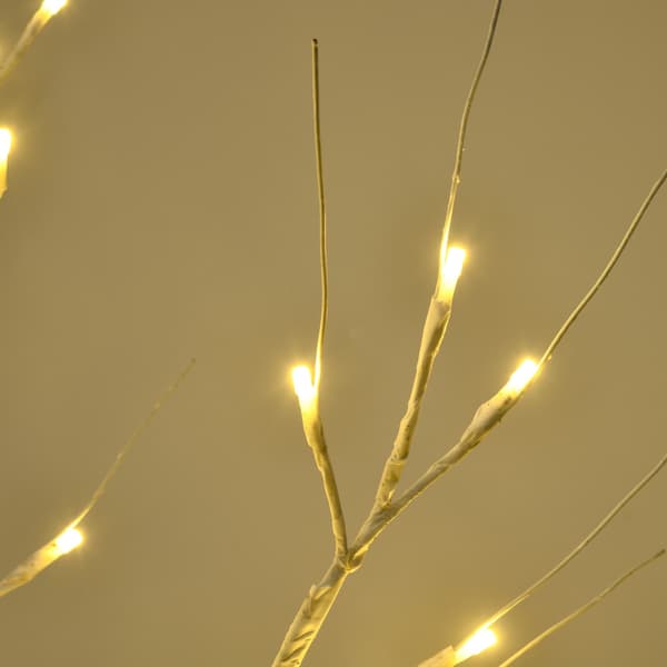 LED-konstgjord björkträd, vit bark, 120 cm, inomhus/utomhus