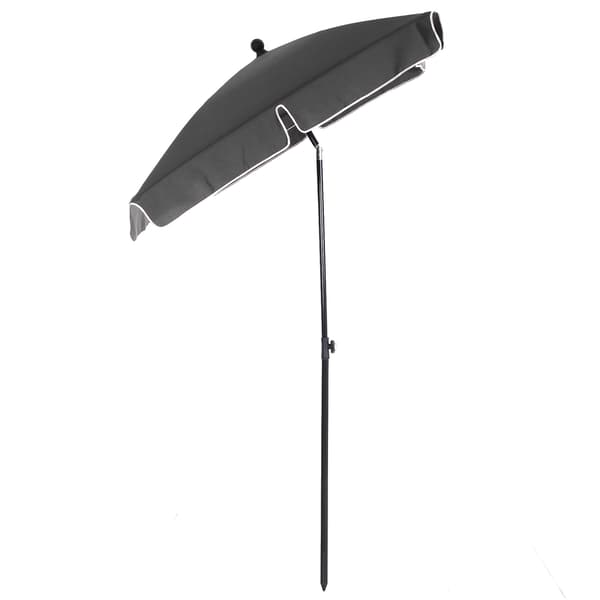 Parasol Strandparaply Med Uv-Beskyttelse, Foldbar Til Have Og Balkon, Grå Og Sort