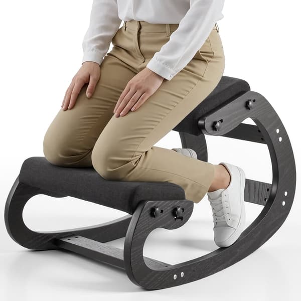Ergonomisk knælestol – justerbar massivt træ, sort