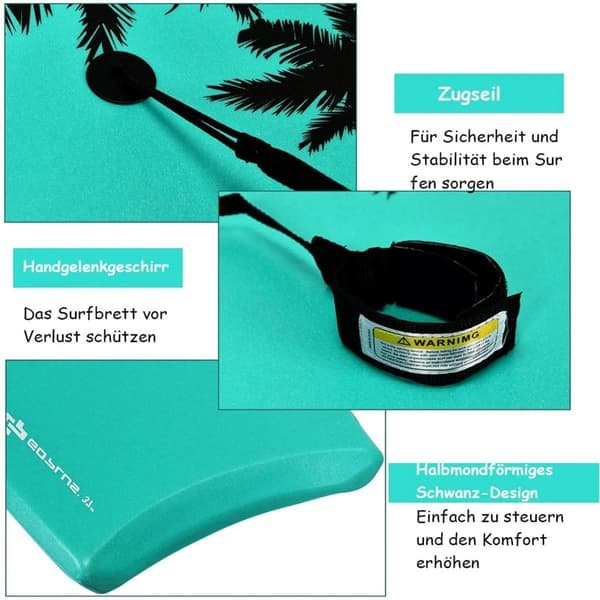 Bodyboard Surfbräda Sup-Board Simbräda Simbräda 94 x 47 x 5,5 cm Grön