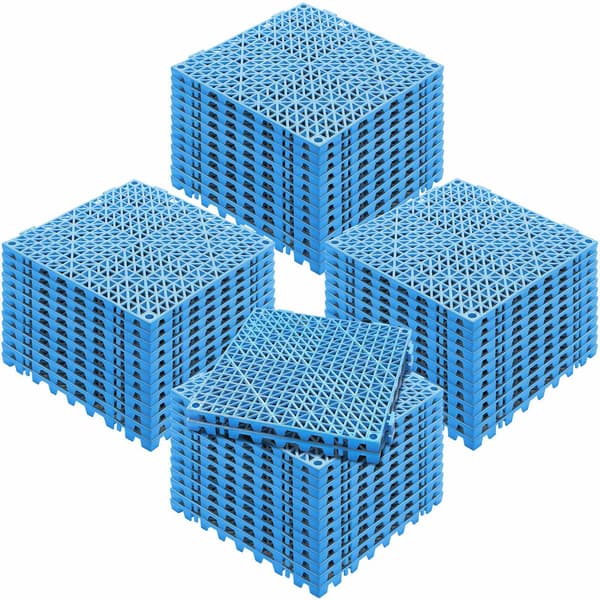 Sammanfogade PVC-dräneringsgolvplattor, 50-pack, 30x30 cm, blå