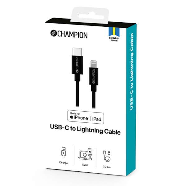 USB-C-Lightning-kaapeli 30 cm musta
