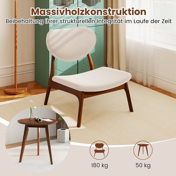 Nojatuolisetti sivupöydällä, beige, 3-osainen