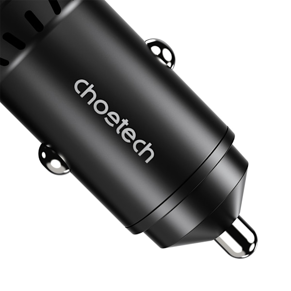 USB-C USB-A PD 60W billaddare med LED-bakgrundsbelysning, svart