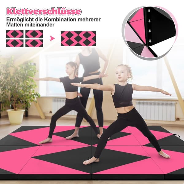 Foldegymnastikmåtte, 240x120x5 cm, Sort/Pink