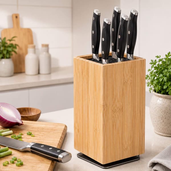 Magnetiskt bambuknivblock med borstinsats