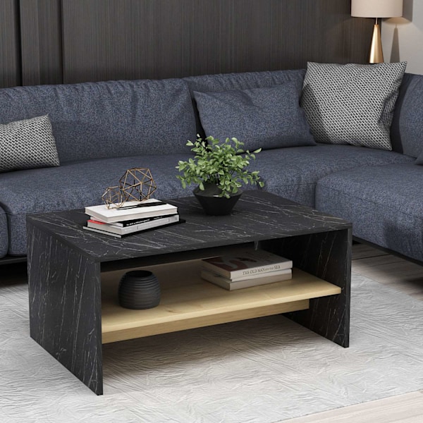 Sofabord Apollon - sort marmor, safir eg