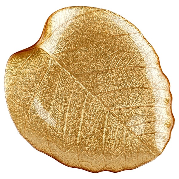 Serveringsfat i bladguld i glas 27,5x24 cm