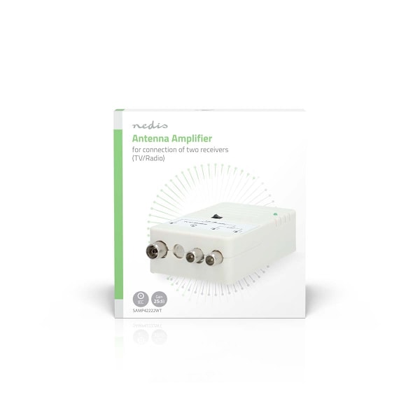 CATV forstærker | Forstærkning: 25 dB | 47 - 694 MHz | Antal udgange: 2 | Få kontrol | Hvid