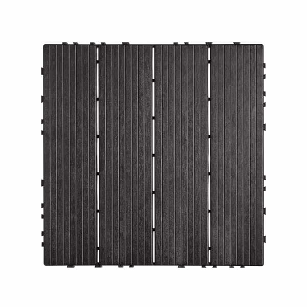 Klikfliser til terrasse, 36 stk., 30 x 30 cm, vandtætte, mørkebrune
