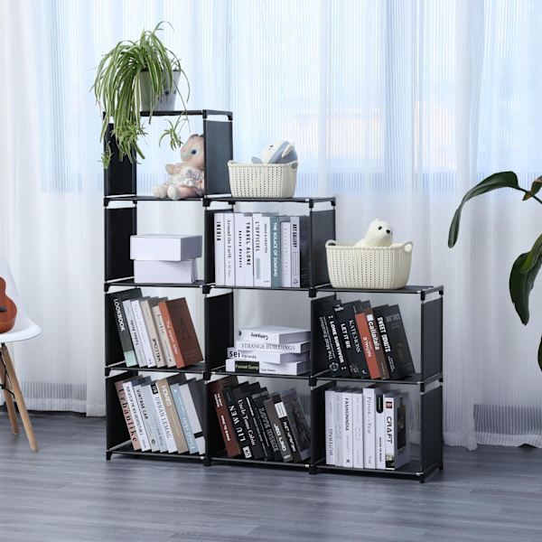 Herzberg 9-lags trappehylde Bogskab Opbevaringsstativ - 125x125 cm Grå
