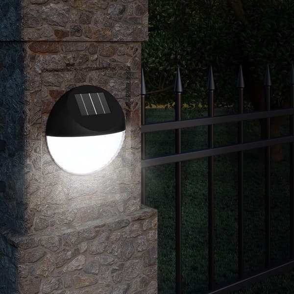 LED solcellevæglamper, 6-pak, automatisk skumringssensor