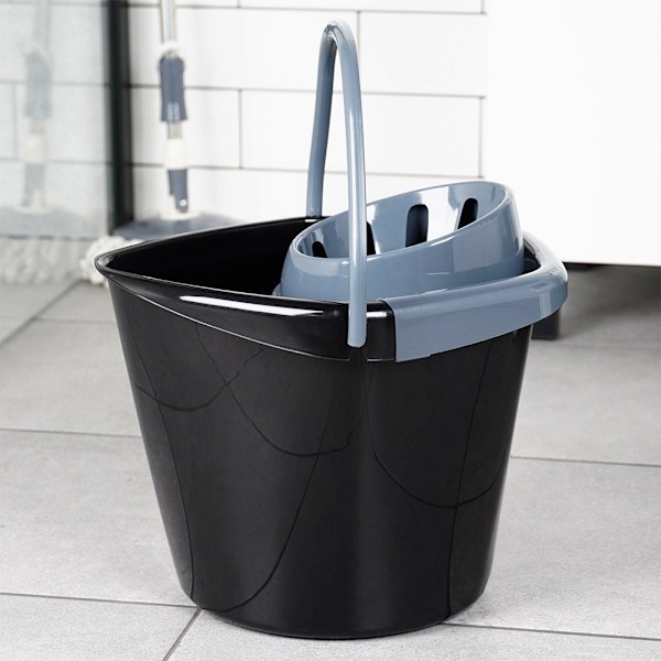 Moppespand med vride, plast, sort, 14 l