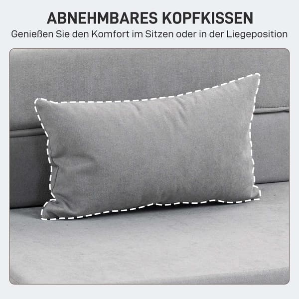 Bäddbar bäddsoffa – skum, ljusgrå, med kudde