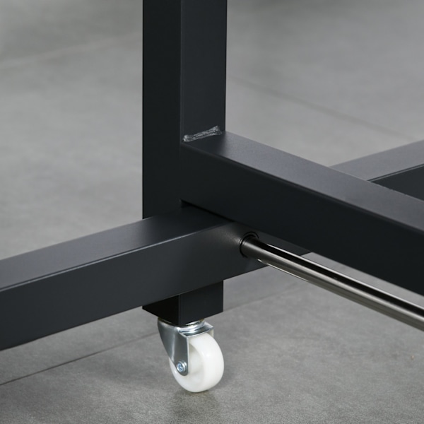 Utdragbart matbord, hopfällbart köksbord med hjul, fällbart bord av metall, rymmer upp till 20 kg, för kök, matsal, 118 x 70 x 76,5 cm, brun