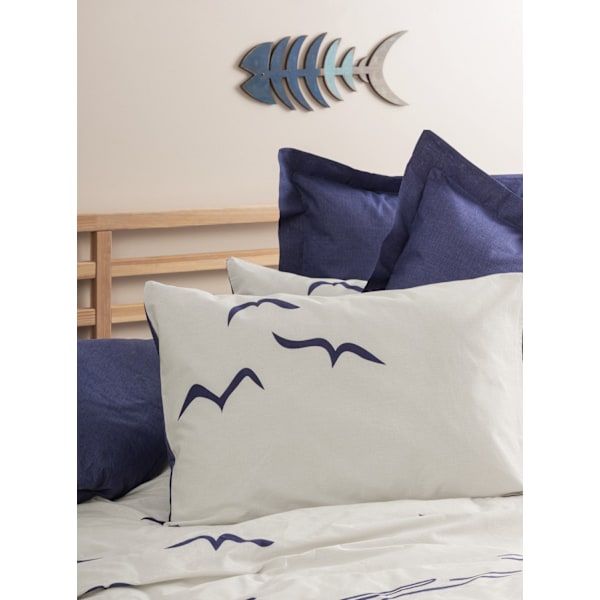 Ranforce Single Quilt Cover Set Larum - Mörkblå
