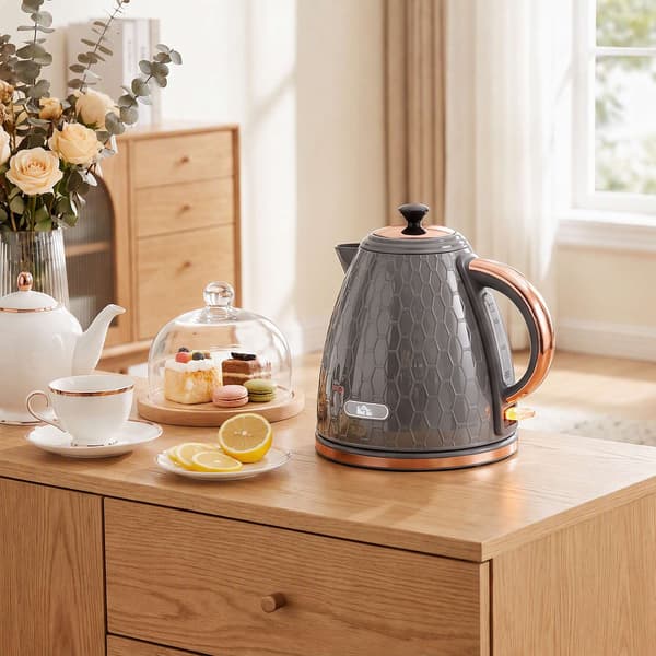 Vattenkokare, 2200W, 1,7L, Grå, Snabbkokning, Filter