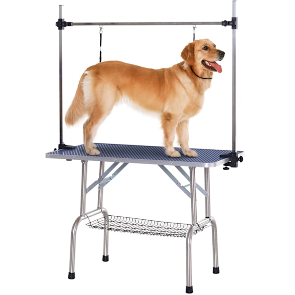 Stigningsbord Højdejusterbar Nedre Kurv Sammenklappelig Hunde Rustfrit Stål Blå 107X60X170Cm