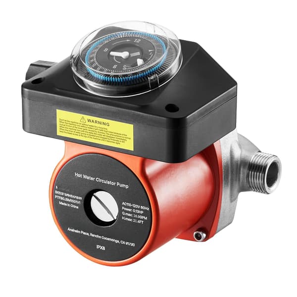 Varmvattencirkulationspump med timer, 38 l/min, 100 W