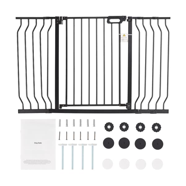 Babysikkerhedsgitter 74–136 cm, automatisk lukning, sort