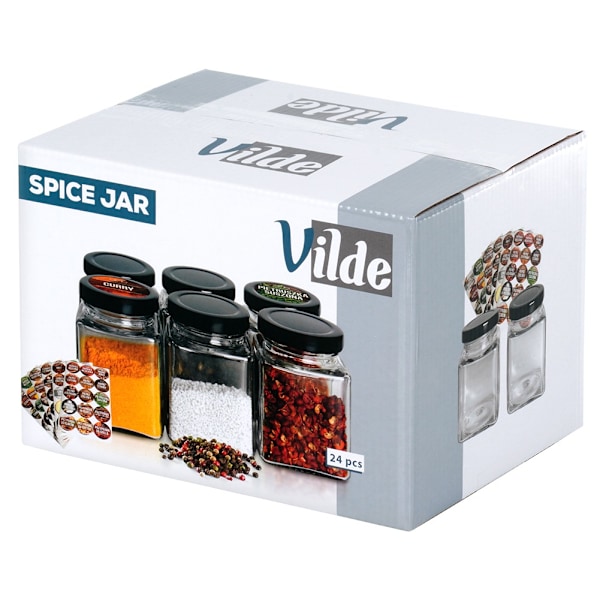 Maustesäiliö lasi 100 ml 24 kpl + 90 tarraa
