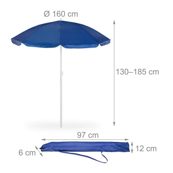 Blått parasoll 160 cm