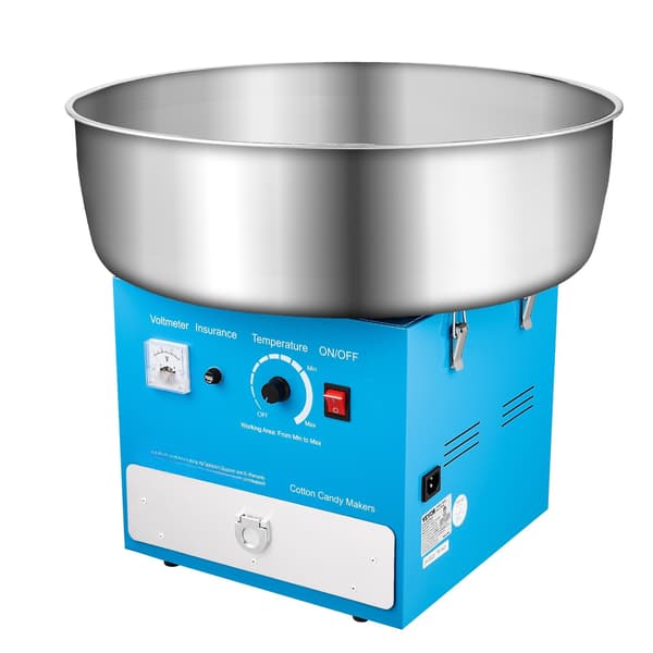 Elektrisk sockervaddsmaskin, 1000W, 52 cm skål, blå