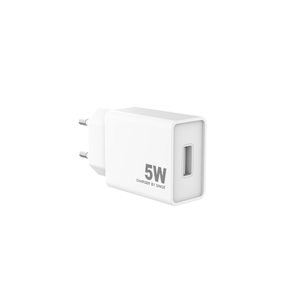 Sinox PRO 230V USB-A oplader 5W. Hvid