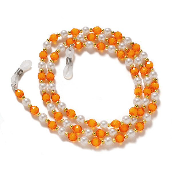 kedja, hänge för glasögon, orange pärlor