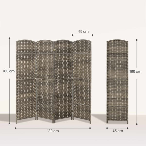 Rumdeler, 4-panels foldeskærm, fyrretræ, sort