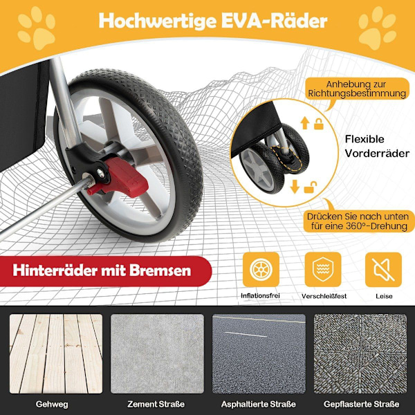 Hundeklapvogn kæledyrsvogn op til 15 kg 81 x 45 x 101 cm sort