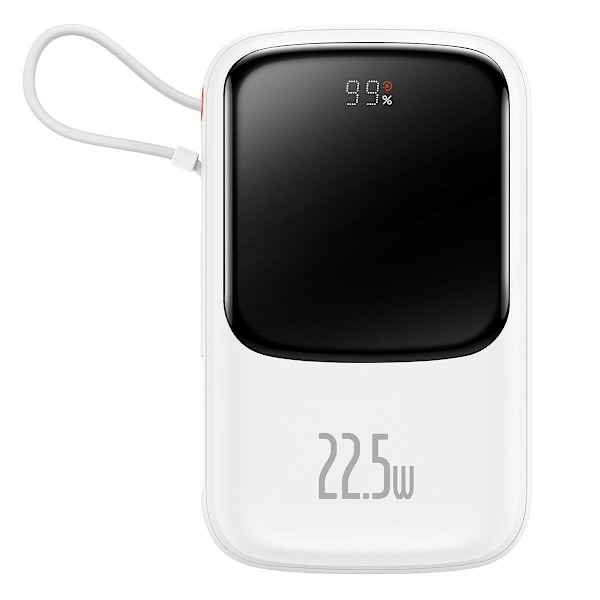 Powerbank pikalatauksella 10000mAh 22,5W QC-PD-SCP-FCP USB-C-kaapeli valkoinen