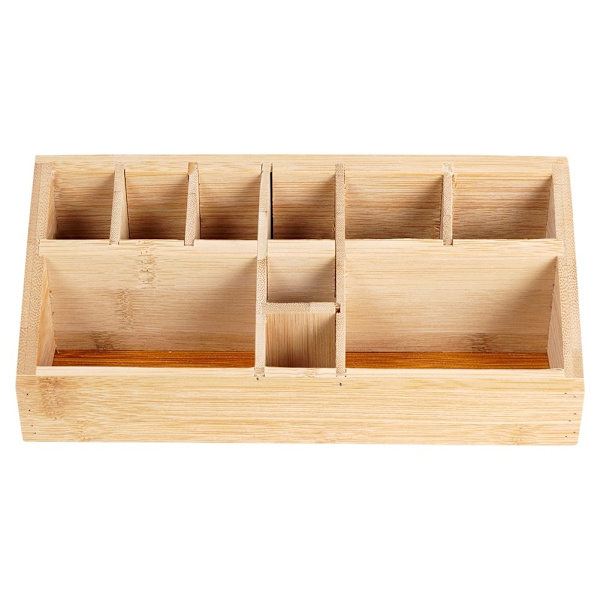 Organizer med 10 rum i bambustræ til make-up og make-up