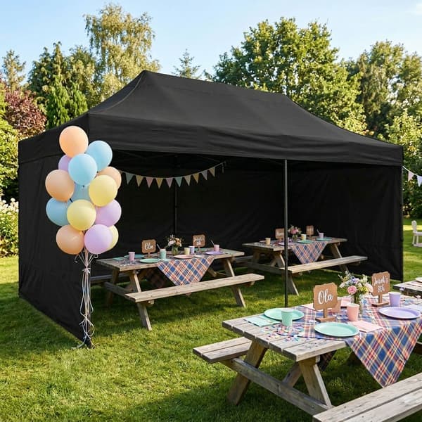 Automatisk 3x6m havepavillontelt til events, sort