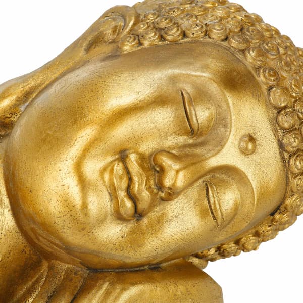 Buddha statue med hoved på knæ